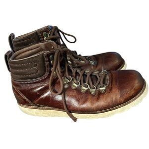 Mens UGG Capulin Brown Leather Boots Lace Up Lined Outdoor Comfort Size 13